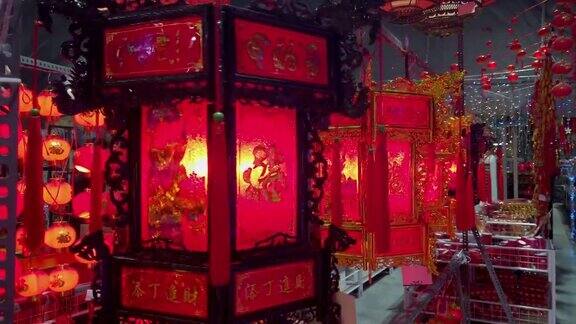 各种红灯笼展示快乐春节节日背景概念