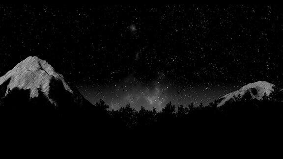 星星在夜空中松树上移动的时间间隔