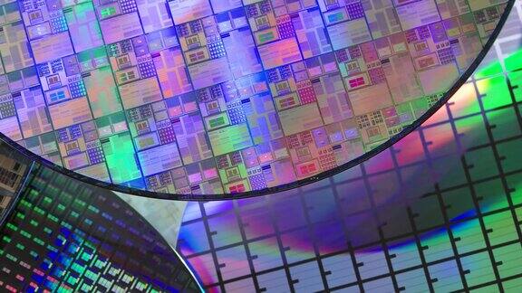 硅片半导体与霓虹灯颜色集成电路制造CPU和GPU
