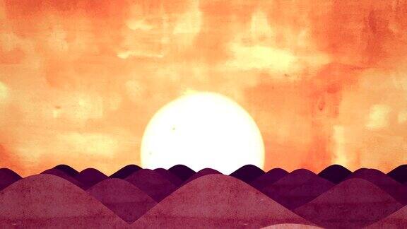 日出或日落沙丘动画