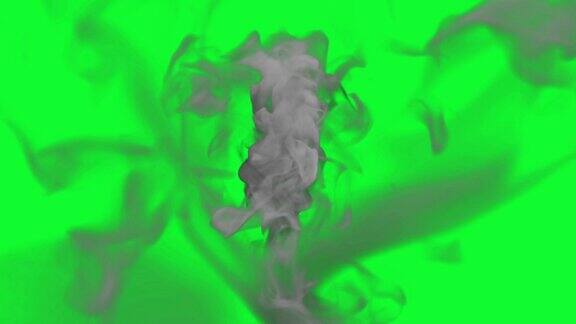 缕缕烟雾朝屏幕流淌无缝循环绿屏变色