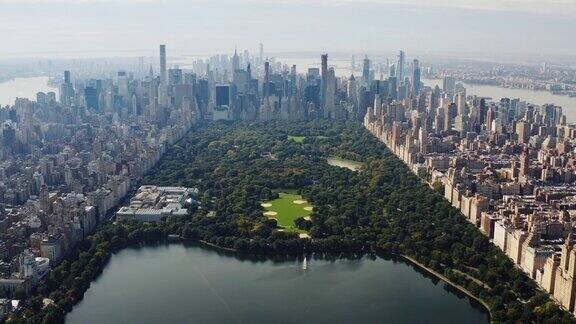 鸟瞰图中央公园曼哈顿纽约市4K