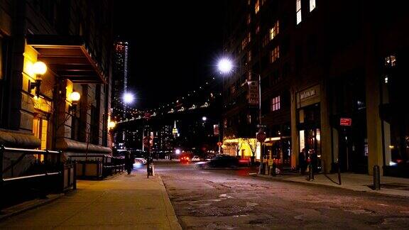 晚上的街道纽约布鲁克林照明曼哈顿桥