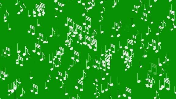 音乐符号运动图形与绿色屏幕背景