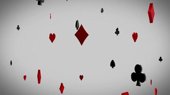 扑克牌标志下降循环3D动画与阿尔法通道
