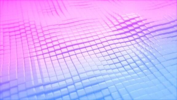 三维平滑的白-粉-蓝明亮的立方体波浪波浪抽象的最小几何运动背景无缝循环背景动画高级最小动画横幅现代壁纸的文本和演示文稿模板