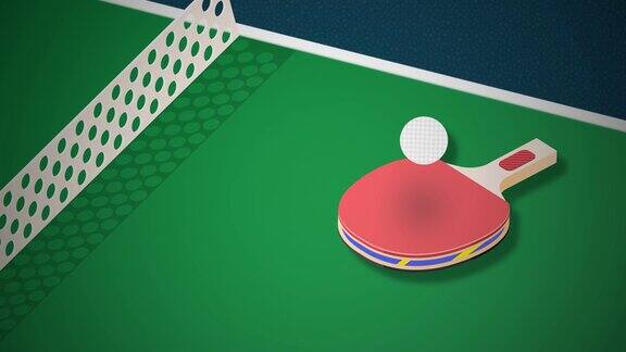 乒乓球动画背景乒乓球从球拍上弹起来数字生成的背景动画与标题空间