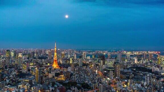 东京昼到夜的时间流逝
