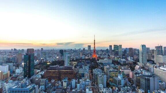 日落时分东京的城市景观延时摄影