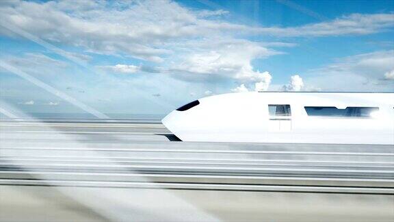桥上的未来客运列车3d模型开车非常快未来现实的4k的动画