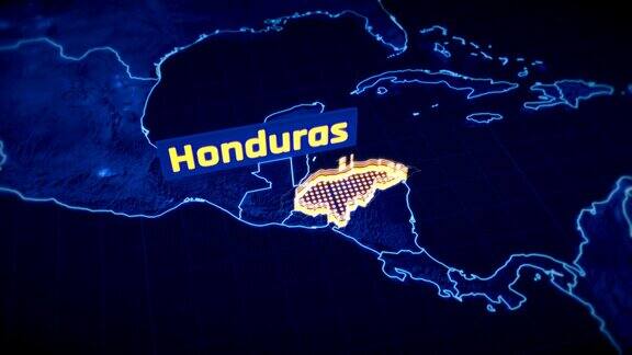 洪都拉斯国家边界3D可视化现代地图大纲旅行