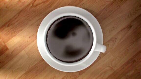 超级慢动作的咖啡滴掉进杯子里