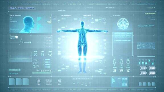 未来HUD医疗界面心脏扫描人体
