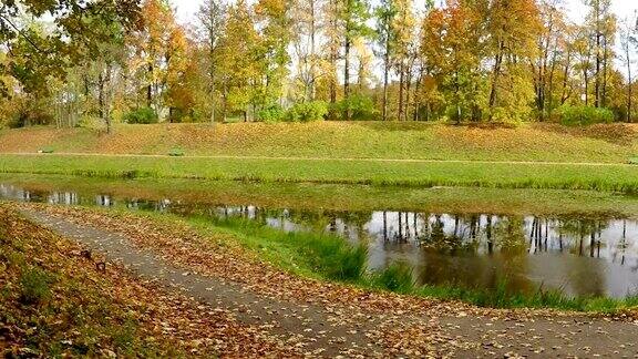 秋天公园里有小河