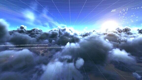 数字生成的视频数据处理与早晨天空与云的背景