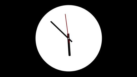 时钟时间间隔循环12小时-时钟-墙壁时钟-最小抽象运动3d渲染时钟时间概念时间间隔小时-时钟时间间隔-时钟时间间隔循环-12小时时间间隔-白色时钟循环-黑色背景-时钟时间