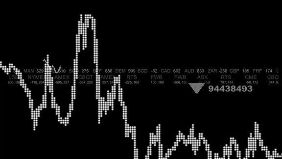 动画飞行通过财务图表和数字4k股票视频完全适用于各种主题相关的业务金融和股票交易Alpha黑色背景