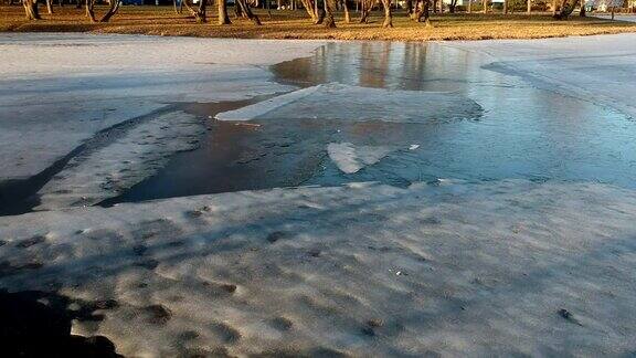 春天在河上破冰架空