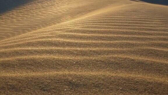 沙丘沙漠沙抽象拍摄沙粒在风中飘动阳光反射在褶皱的沙面上慢动作镜头