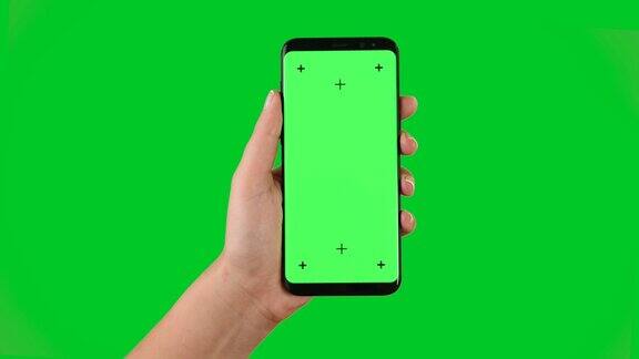 使用绿色屏幕显示色度键的智能手机4k4k