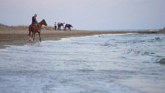 在沙滩上骑马!