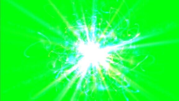 原子射线在绿色屏幕上