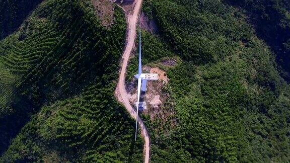 中国福建沿海风力涡轮机鸟瞰图