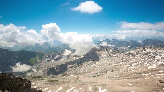 4K延时:Zugspitze阿尔卑斯山阿尔卑斯山景观德国之巅