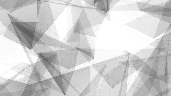 晶体结构抽象现代多边形运动背景现代未来几何未来主义软极简主义者低多边形形状三角形高科技无缝环背景