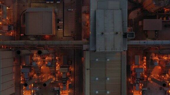联合火力发电厂日落鸟瞰图大型联合循环发电厂