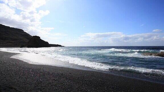 海浪沿海滩加那利群岛高清视频