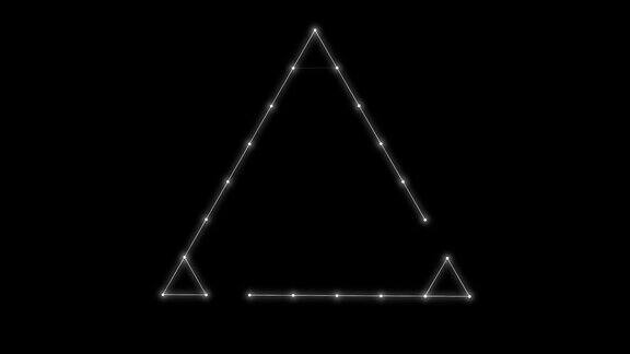 三角形的线点连接旋转在黑色的背景无缝环