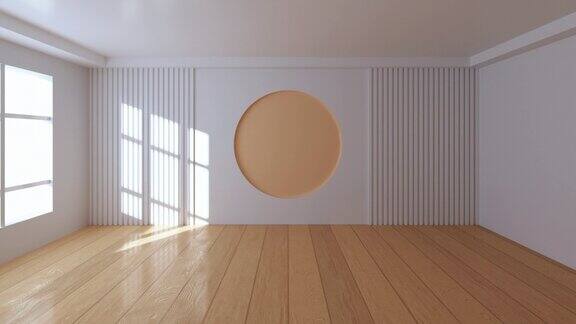 空房间木地板室内几何场景三维渲染