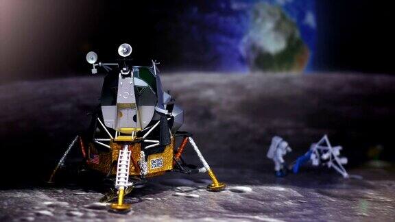 宇航员宇航员和宇宙飞船在月球上