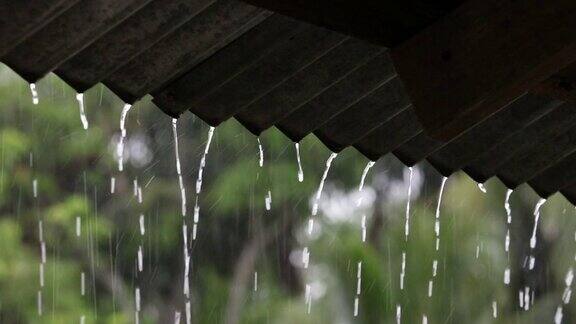 把落在屋顶上的大雨缩小