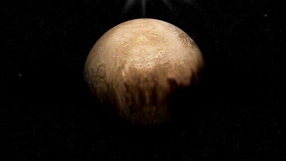 冥王星行星在外太空在自己的轨道上旋转循环