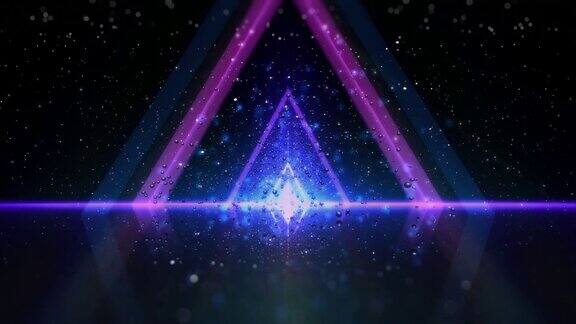 蓝色三角形形状的灯光和粒子动画