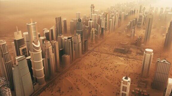 城市里有沙尘暴迪拜被沙子覆盖