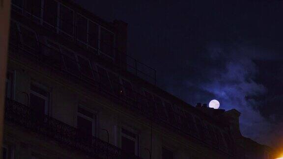 月圆巴黎香榭丽舍法国建筑家夜
