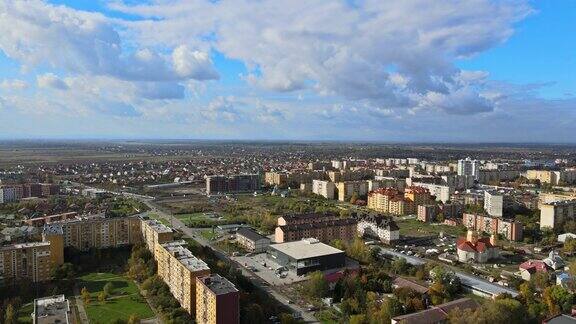 乌日哥罗德楼顶全景鸟瞰图乌克兰欧洲