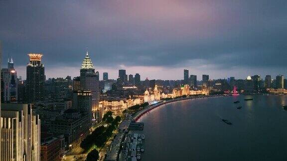 上海外滩鸟瞰夜景