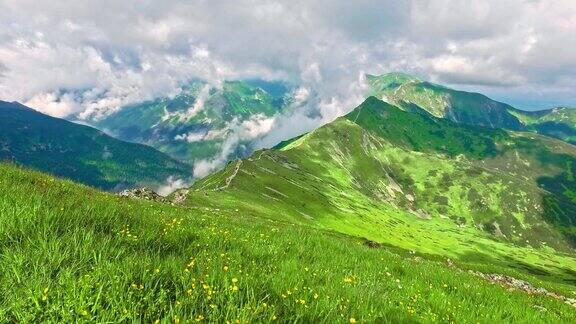 夏天从kasproywierch山顶俯瞰山谷