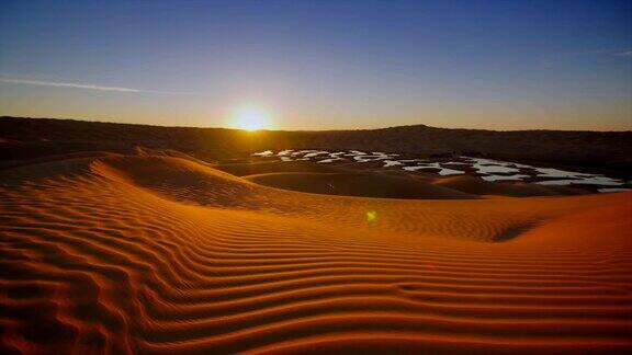 撒哈拉沙漠的景色清晨的沙丘美妙无比Time-laps