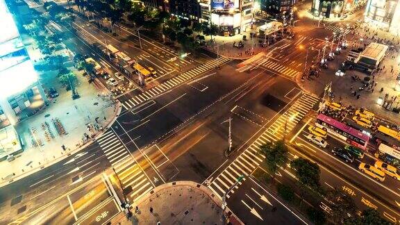 台湾台北市西门町繁忙街道的时光流逝