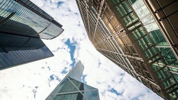 延时:香港摩天大楼建筑背景