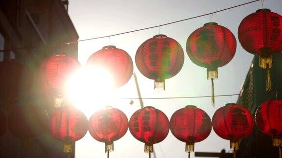 慢镜头:明亮的中国纸灯笼