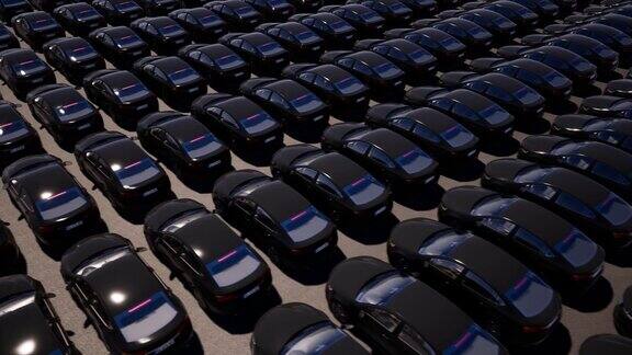 黑色汽车停车逼真的动画城市交通俯视图通用现代汽车运动视频汽车租赁服务交通堵塞城市交通工具