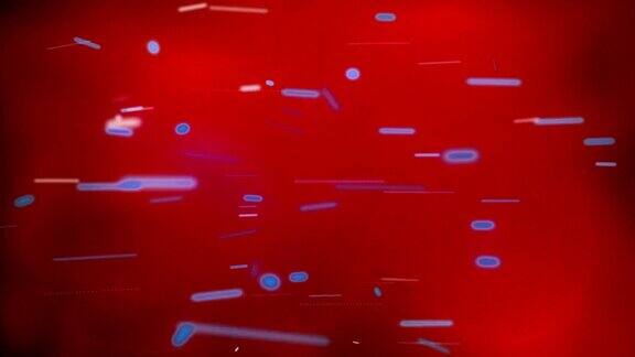 红色背景下的抽象动画粒子