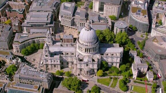 英国圣保罗大教堂鸟瞰图4k