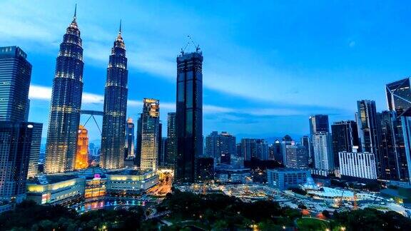 吉隆坡城市景观地标马来西亚旅游胜地4K昼夜时光流逝(缩小)